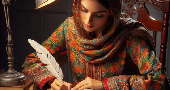 a pakistani damsel writing a leter